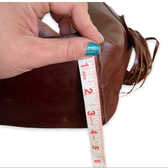 Cole Haan large brown hobo shoulder bag fringe tassel detail - Picture 3 of 14